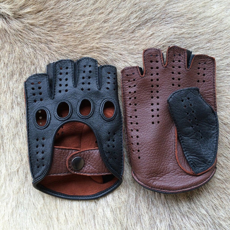Retro Half Finger Goat Leather - Leather Driving Glove avaliação e preço