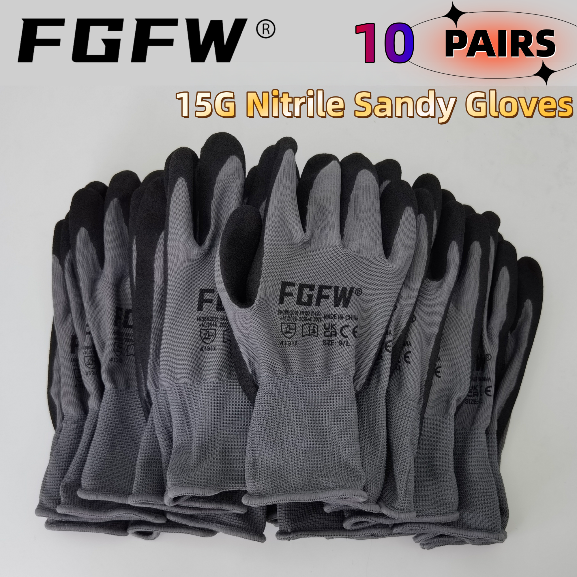 FGFW 10 Pairs Gray Nitrile San - Nitrile Mechanic Glove avaliação e preço