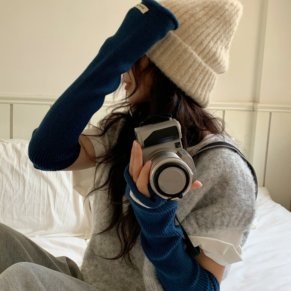 Korean Style Knitted Warm Slee - Fingerless Glove Knit avaliação e preço