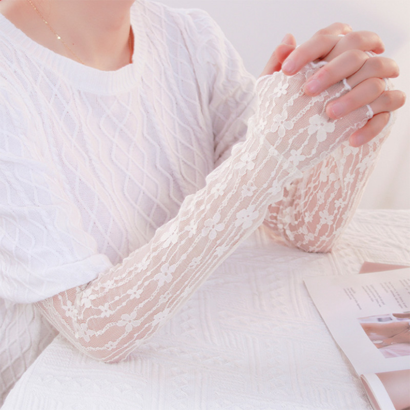 Summer Mesh Flower Lace Finger - Fingerless Glove Knit avaliação e preço