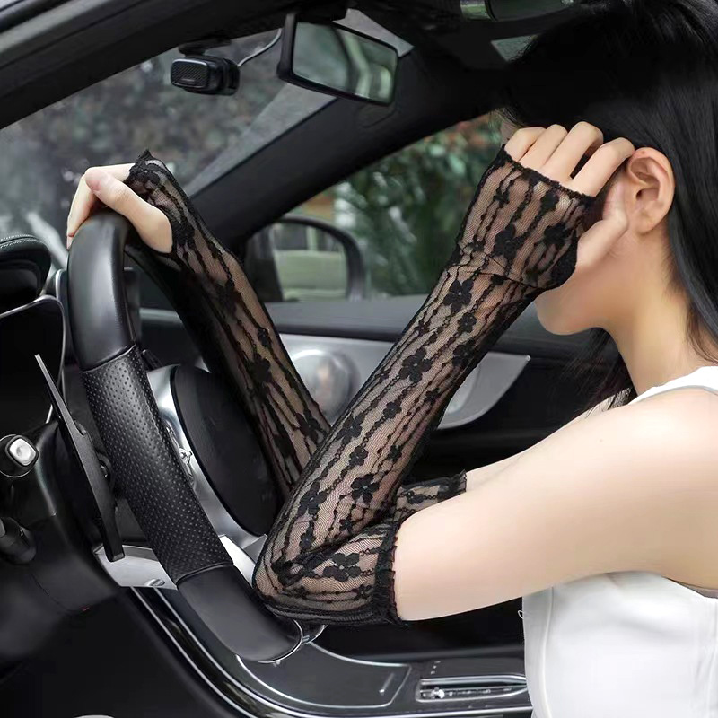Summer Mesh Flower Lace Finger - Fingerless Glove Knit avaliação e preço