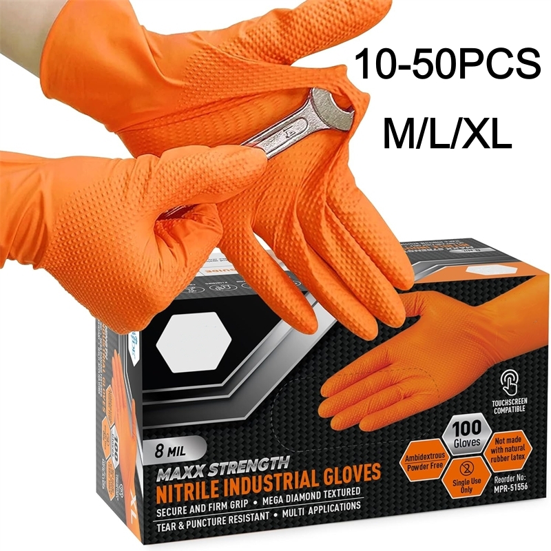 Heavy Duty Orange Nitrile Glov - Nitrile Mechanic Glove avaliação e preço