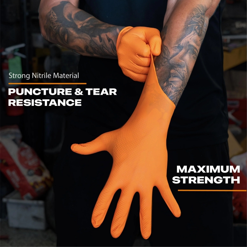 Heavy Duty Orange Nitrile Glov - Nitrile Mechanic Glove avaliação e preço