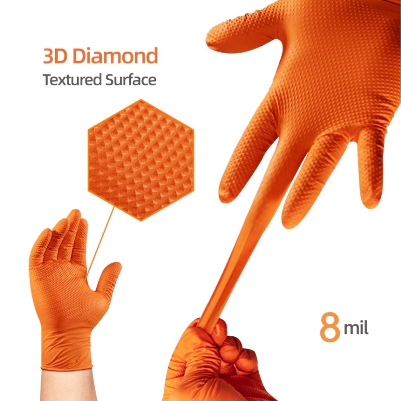 Heavy Duty Orange Nitrile Glov - Nitrile Mechanic Glove avaliação e preço