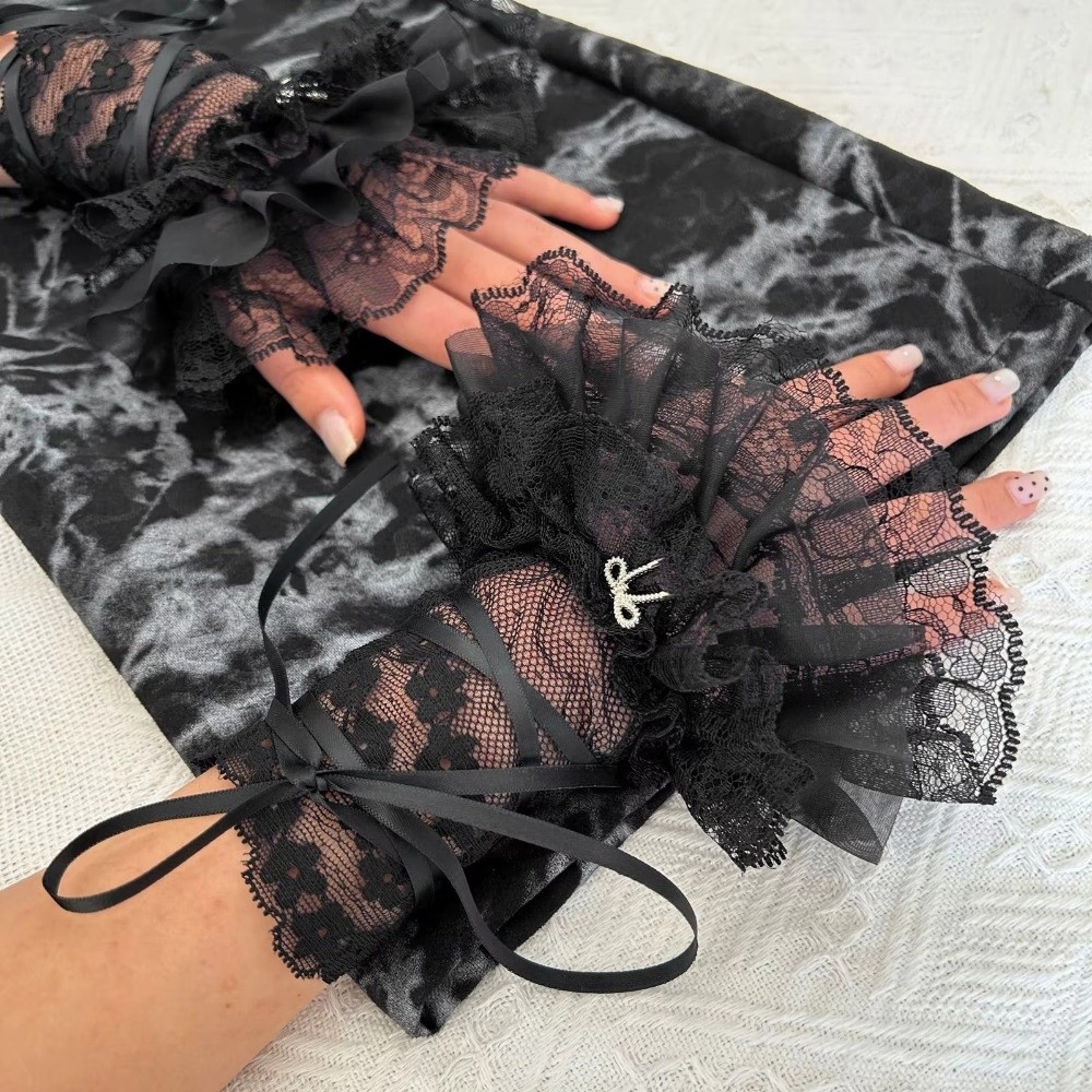 1Pair Black/White Fingerless G - Fingerless Glove Knit avaliação e preço