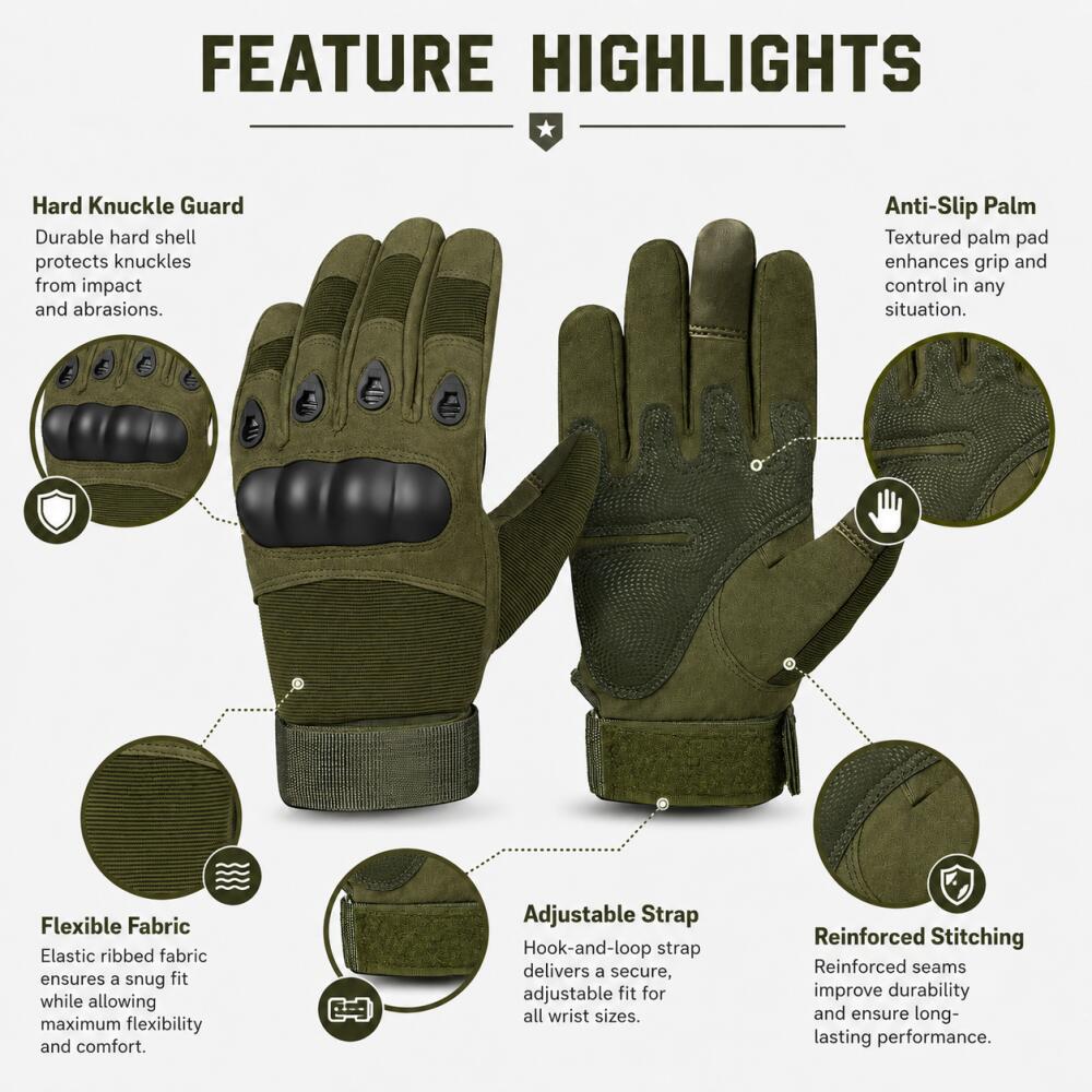 Full Finger Tactical Gloves wi - Motorcycle Glove Knuckle avaliação e preço