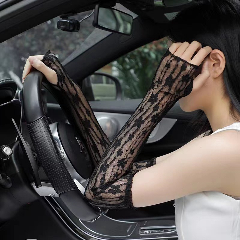 Summer Mesh Flower Lace Finger - Fingerless Glove Knit avaliação e preço
