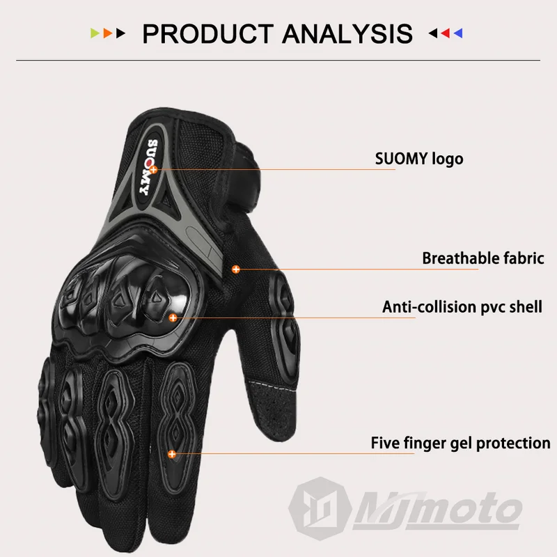 SUOMY Summer Touchscreen Motor - Motorcycle Glove Knuckle avaliação e preço