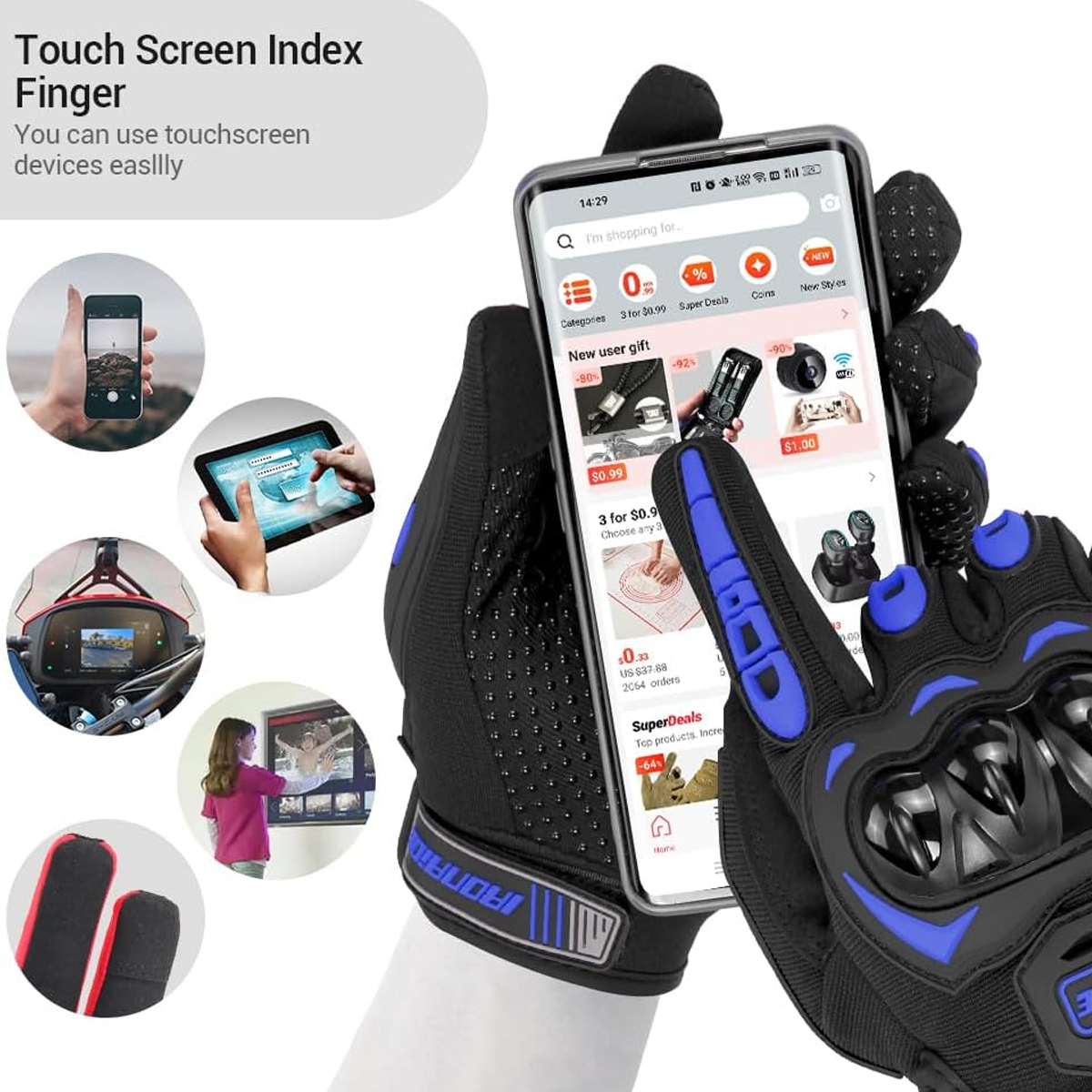Men Motorcycle Gloves Touch Sc - Motorcycle Glove Knuckle avaliação e preço