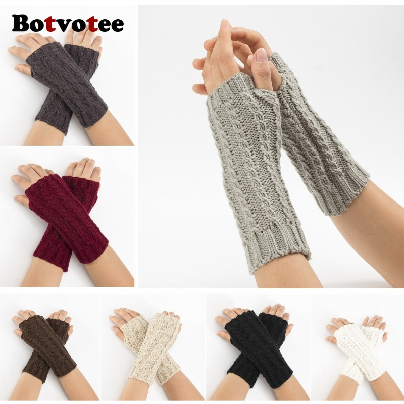 Botvotee Y2k Half Finger Winte - Fingerless Glove Knit avaliação e preço