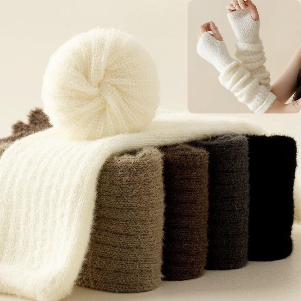 Mink Fleece Winter Women Knitt - Fingerless Glove Knit avaliação e preço