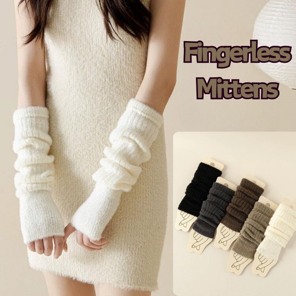 Mink Fleece Winter Women Knitt - Fingerless Glove Knit avaliação e preço