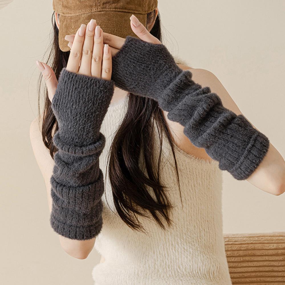 Mink Fleece Winter Women Knitt - Fingerless Glove Knit avaliação e preço