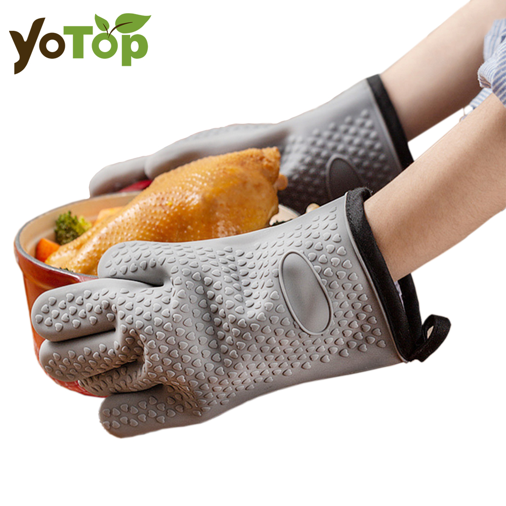 Heat Resistant Silicone Gloves - Oven Mitt Silicone avaliação e preço