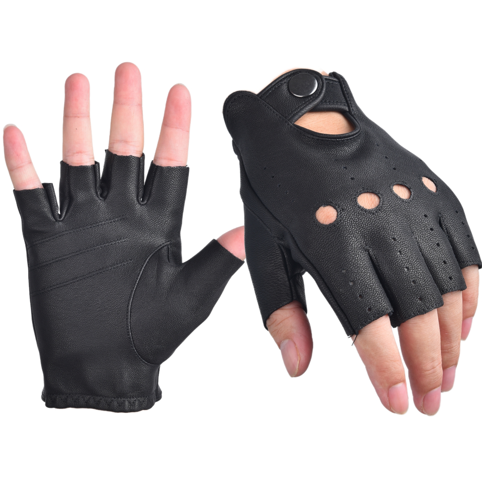 Mens Fingerless Gloves Half Fi - Leather Driving Glove avaliação e preço