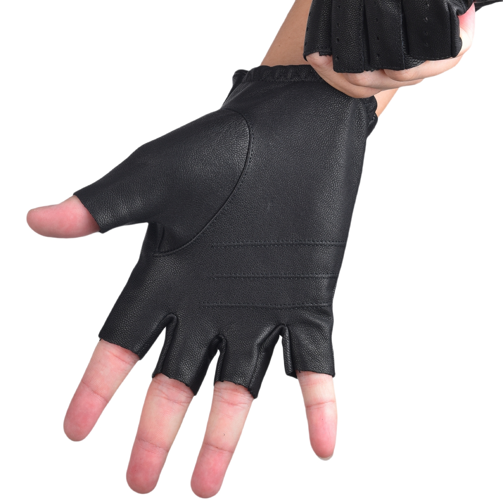 Mens Fingerless Gloves Half Fi - Leather Driving Glove avaliação e preço