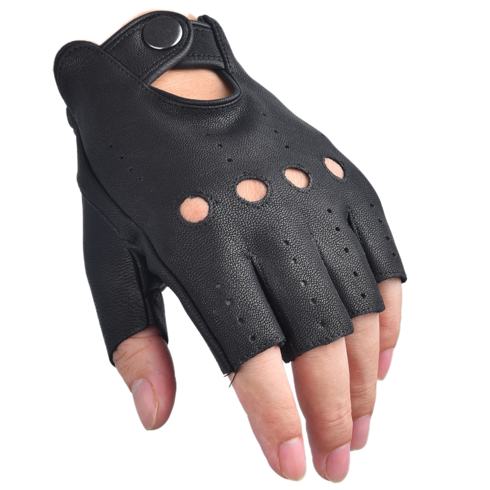 Mens Fingerless Gloves Half Fi - Leather Driving Glove avaliação e preço